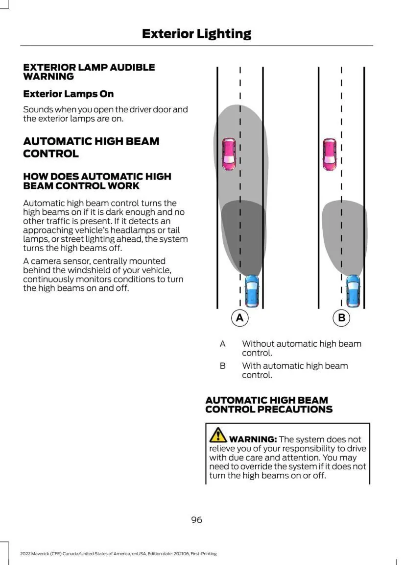 Ford Maverick Auto High Beams h