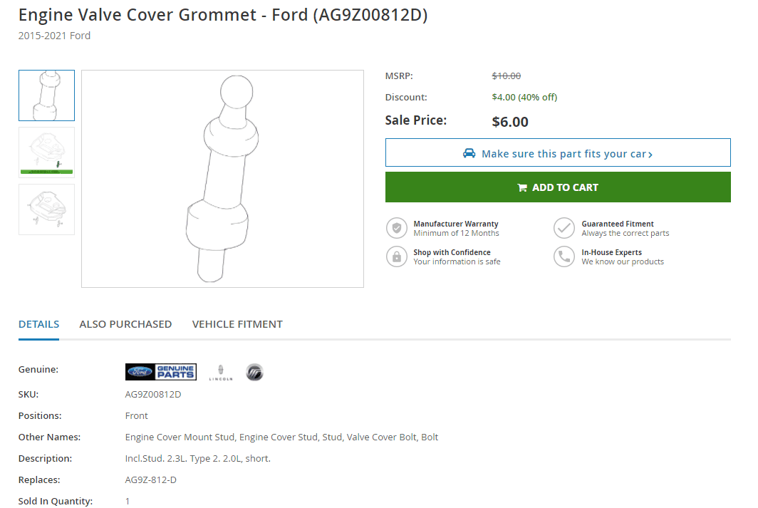 Ford Maverick Engine Cover installed in 2.0L Ecoboost Maverick engine bay (From Escape) Engine Valve Cover Grommet