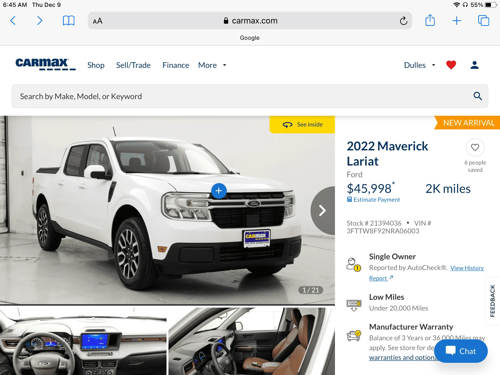 Ford Maverick Anyone try their luck selling on Carvana, Vroom, etc.? 4152E6FE-3C18-4F02-8523-56E96D55A920