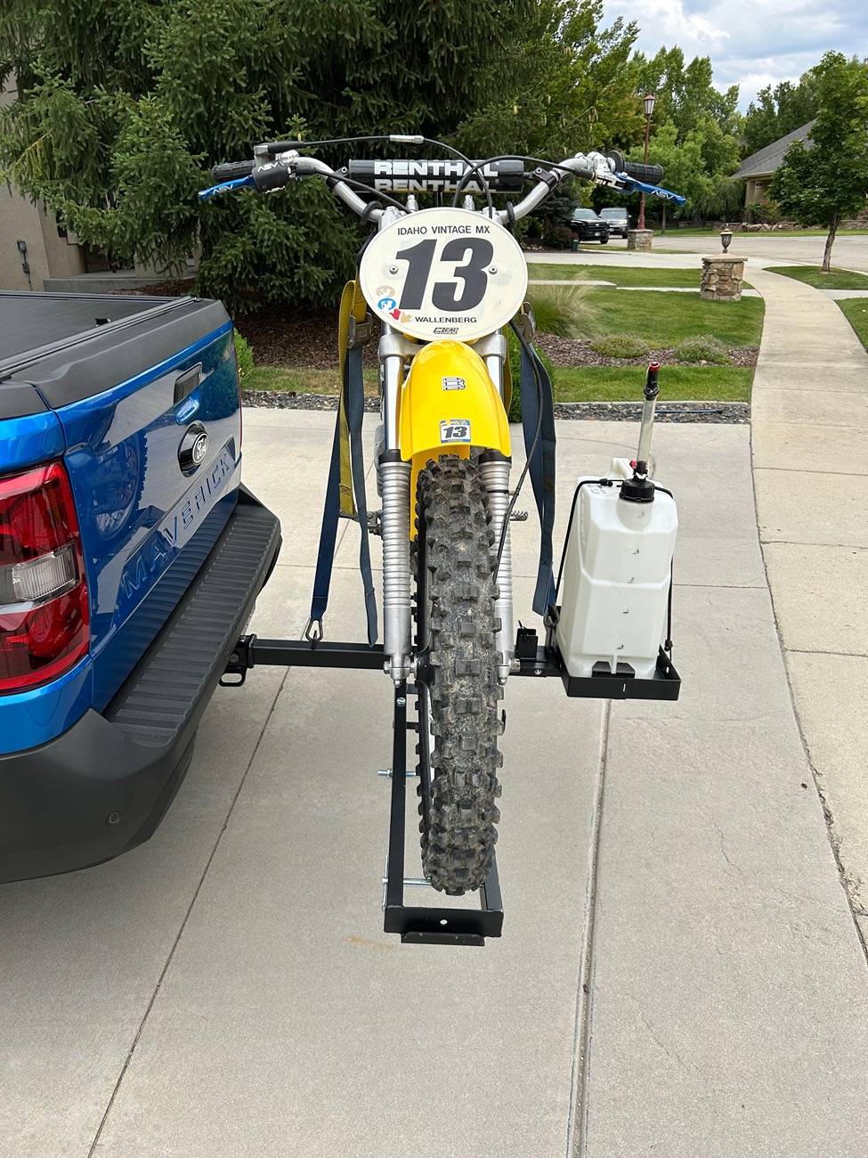 Ford Maverick Motorcycle hitch rack installed IMG_3867