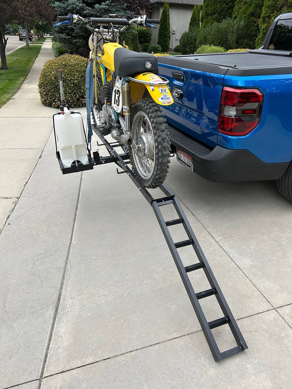 Ford Maverick Motorcycle hitch rack installed IMG_3868