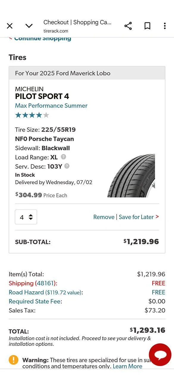 Ford Maverick My next set of tires for Lobo Screenshot_20250630-184059