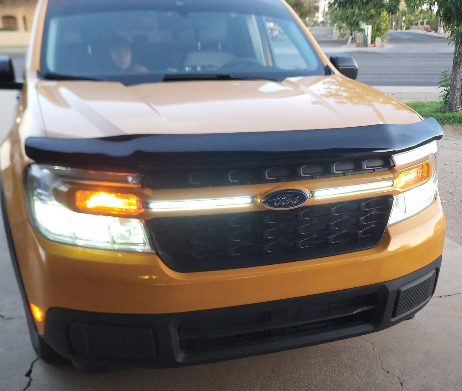 Ford Maverick Installed DRL/Signal LED light bars on grille of 2025 Maverick 20250611_193339_resized