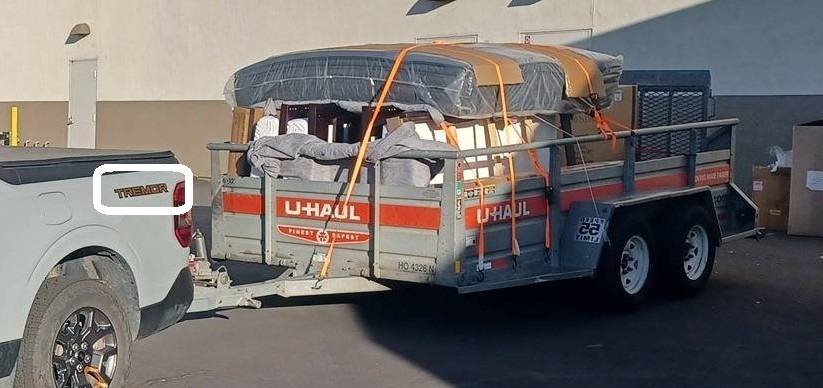 Ford Maverick Towing a 5x8 U-Haul trailer 20241012_170347
