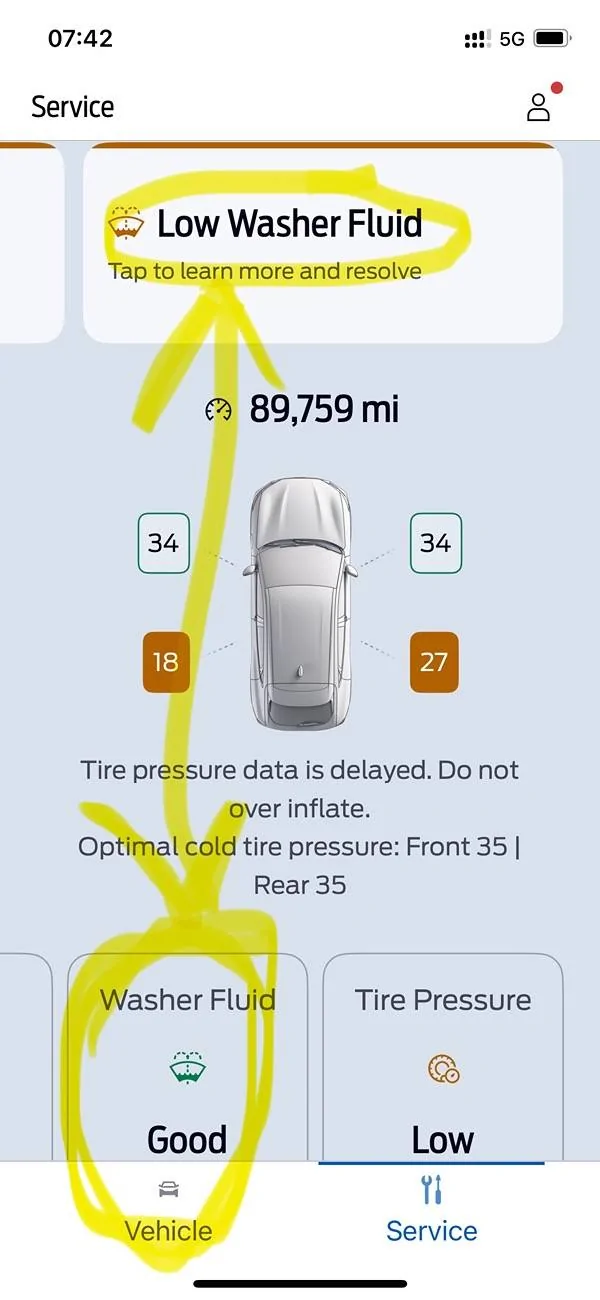Ford Maverick "Washer fluid level low" indicator came on and off randomly IMG_6205
