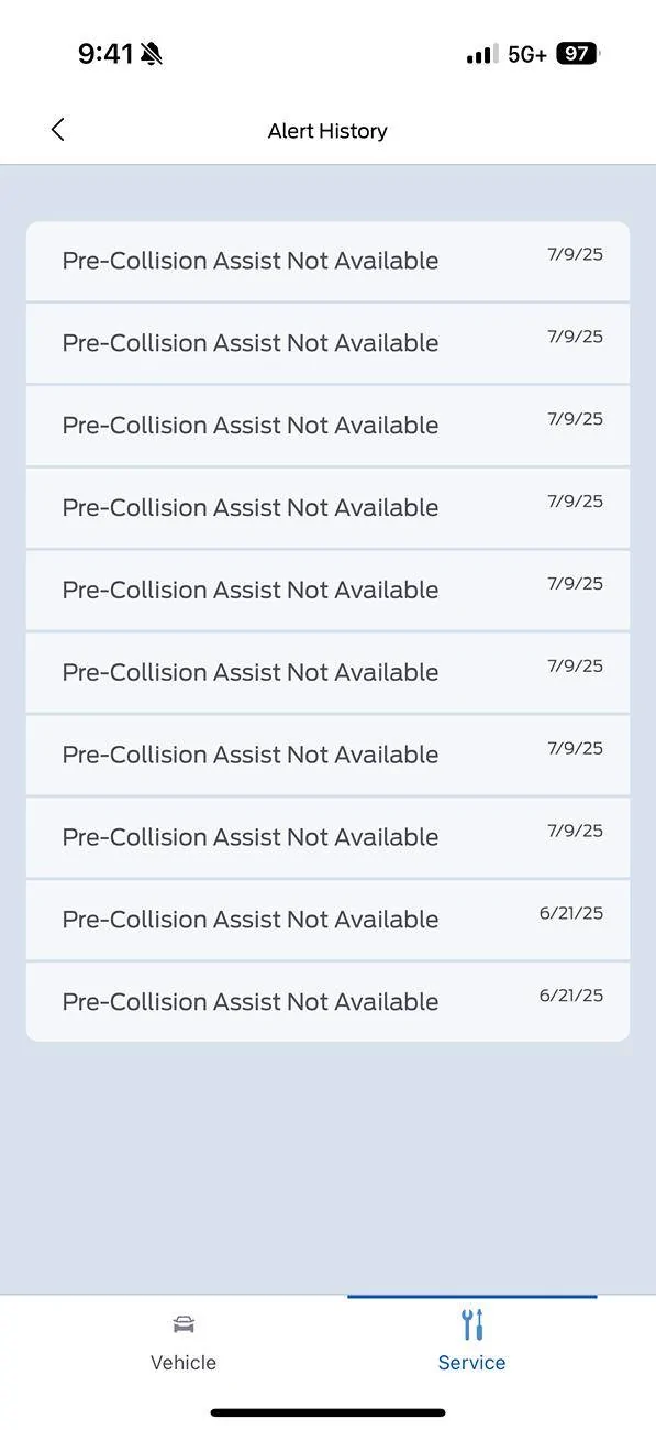 Ford Maverick Pre Collision Assist Not Available Warning Light IMG_6192