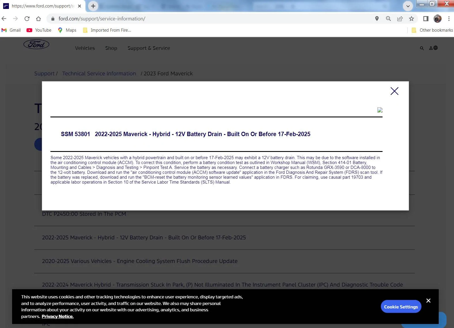 Ford Maverick SSM 53801: 2022-2025 Maverick Hybrid 12V Battery Drain Issue Update Fix Released! bul