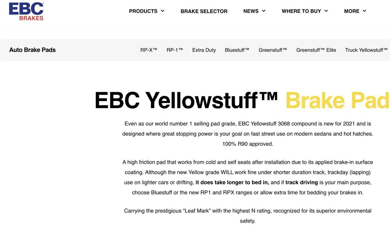 Ford Maverick Brake upgrade (EBC Yellowstuff rotors & pads) for my 2.0 ebc Larg