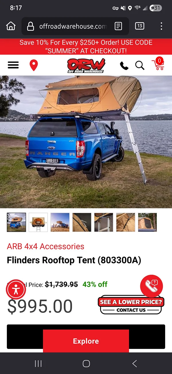 Ford Maverick Rooftop tent recommendations for a bedrack 1754147998234-nv