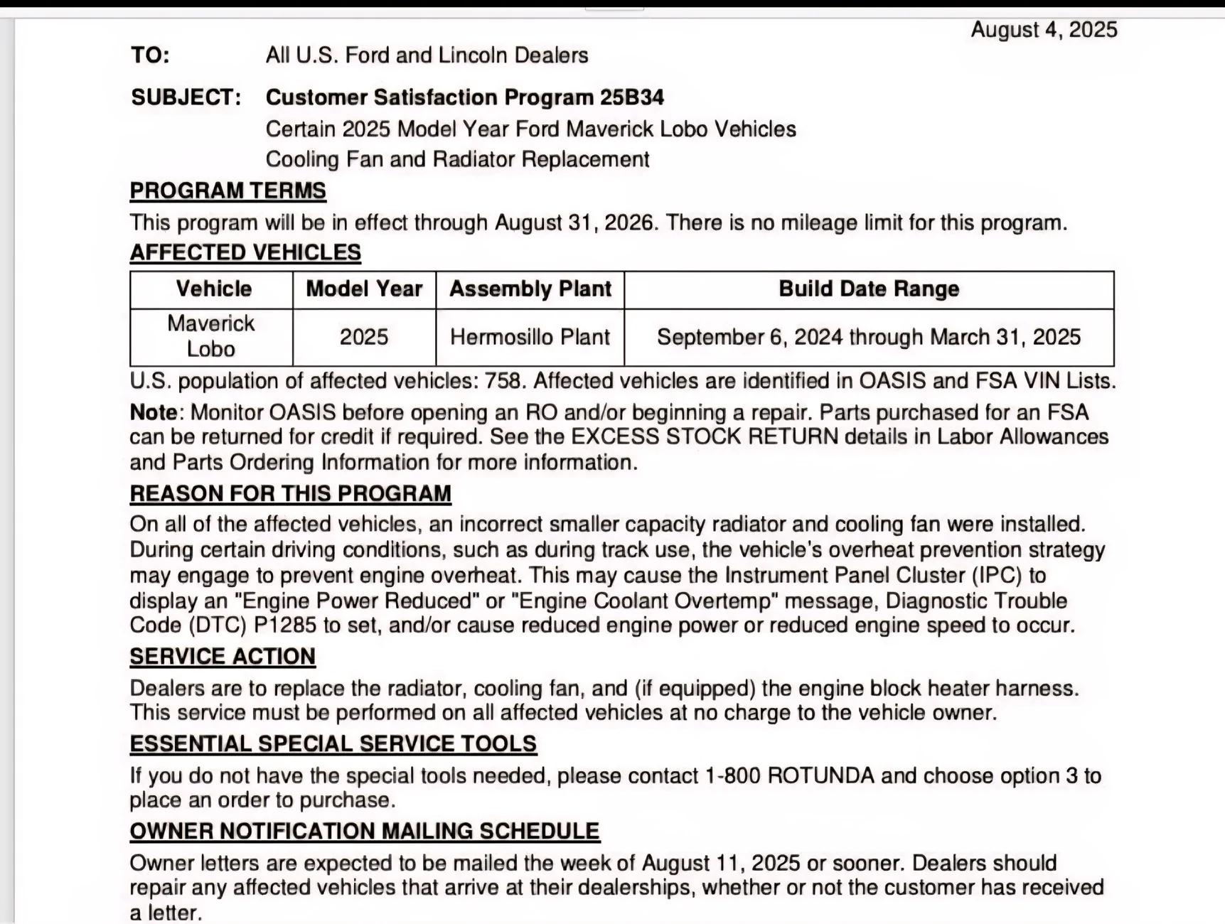 Ford Maverick Recall 25B34 : Radiator & Fan Replace - 2025 Maverick Lobo 1000006594-jpg