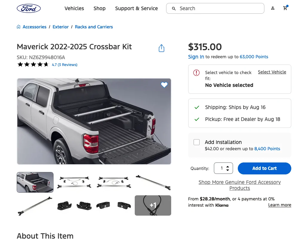 Ford Maverick Ford bed rails (Lariat) What else fits in them?? Screenshot 2025-08-13 at 20-39-01 Maverick 2022-2025 Crossbar Kit Accessories Ford.com