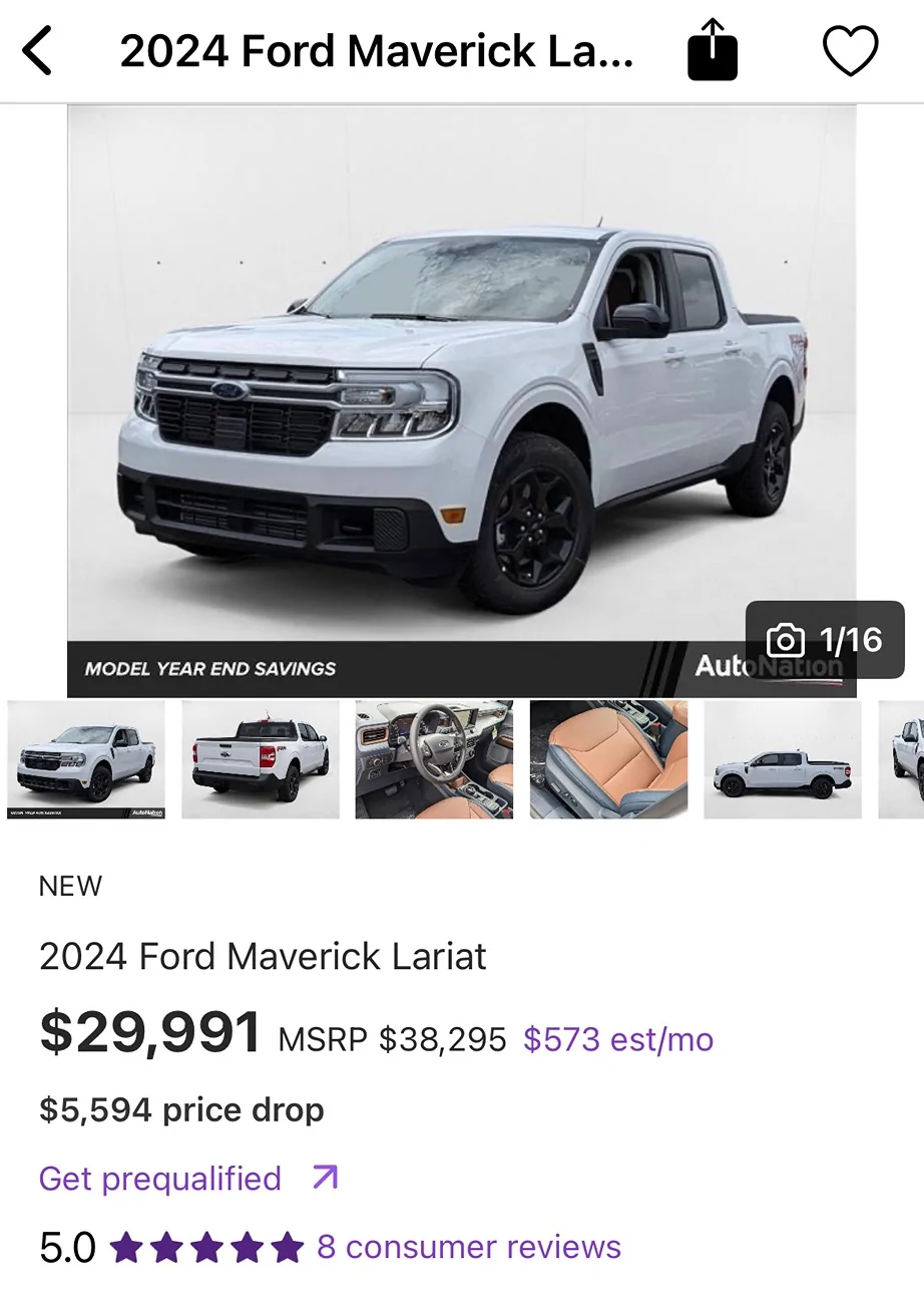 Ford Maverick My 2024 Lariat Pricing - Thoughts? IMG_2610