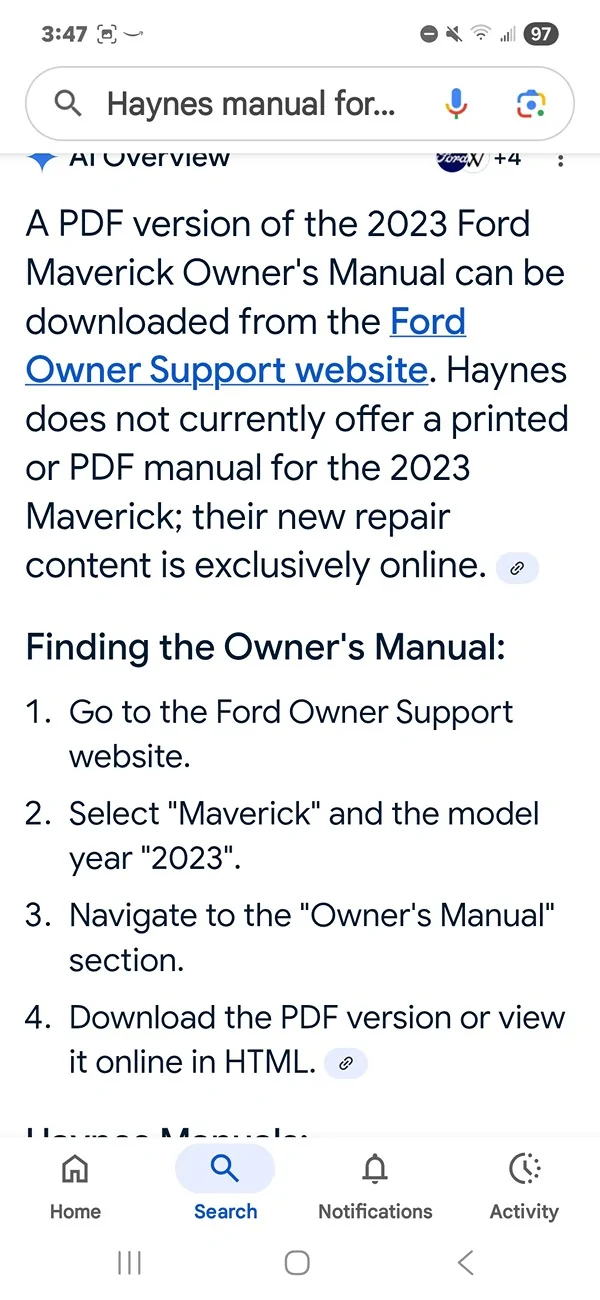 Ford Maverick 2023 Replacement Manual Screenshot_20250818_034724_Googl