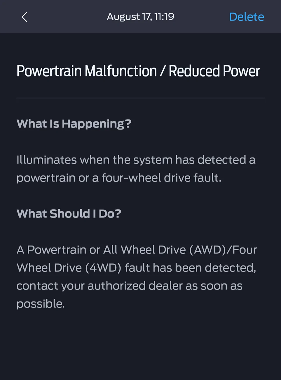 Ford Maverick Ecoboost- Powertrain Malfunction/Reduced Power - Four-Wheel fault Screenshot_20250818-153518.FordPass