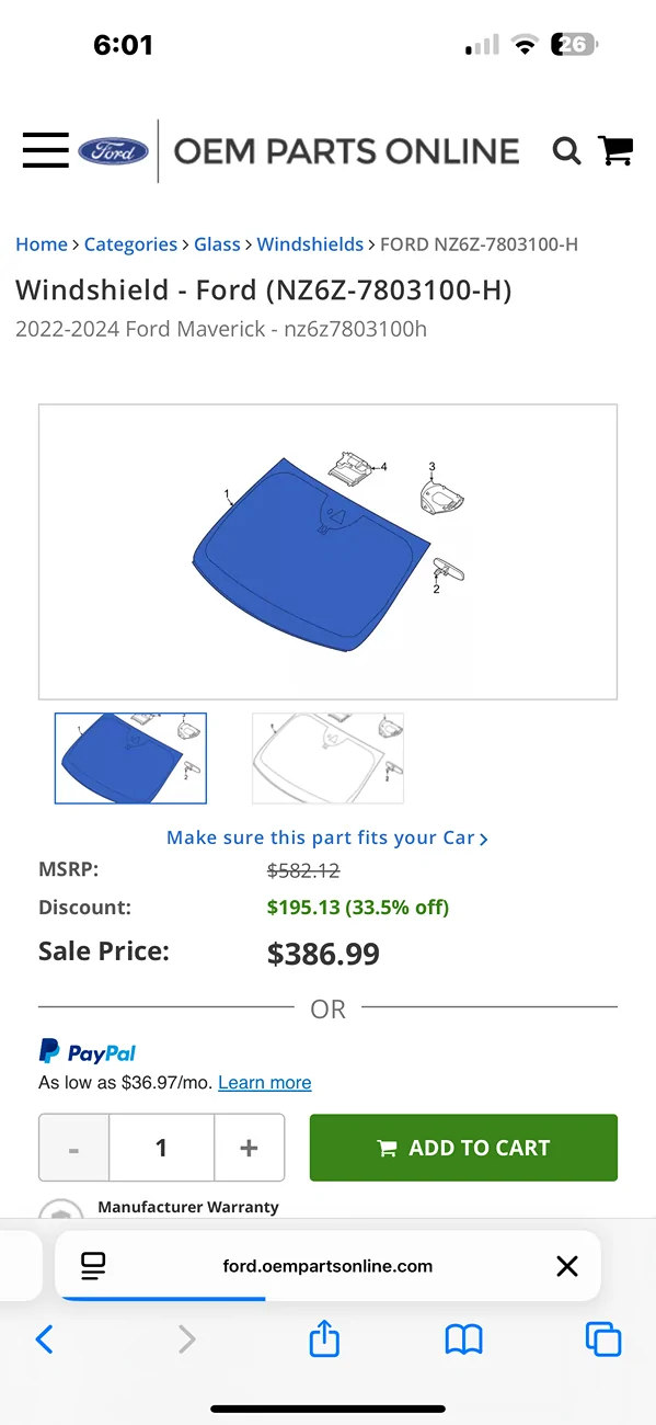 Ford Maverick Cannot recommend Windshield Skin protectors for Mavericks IMG_3848