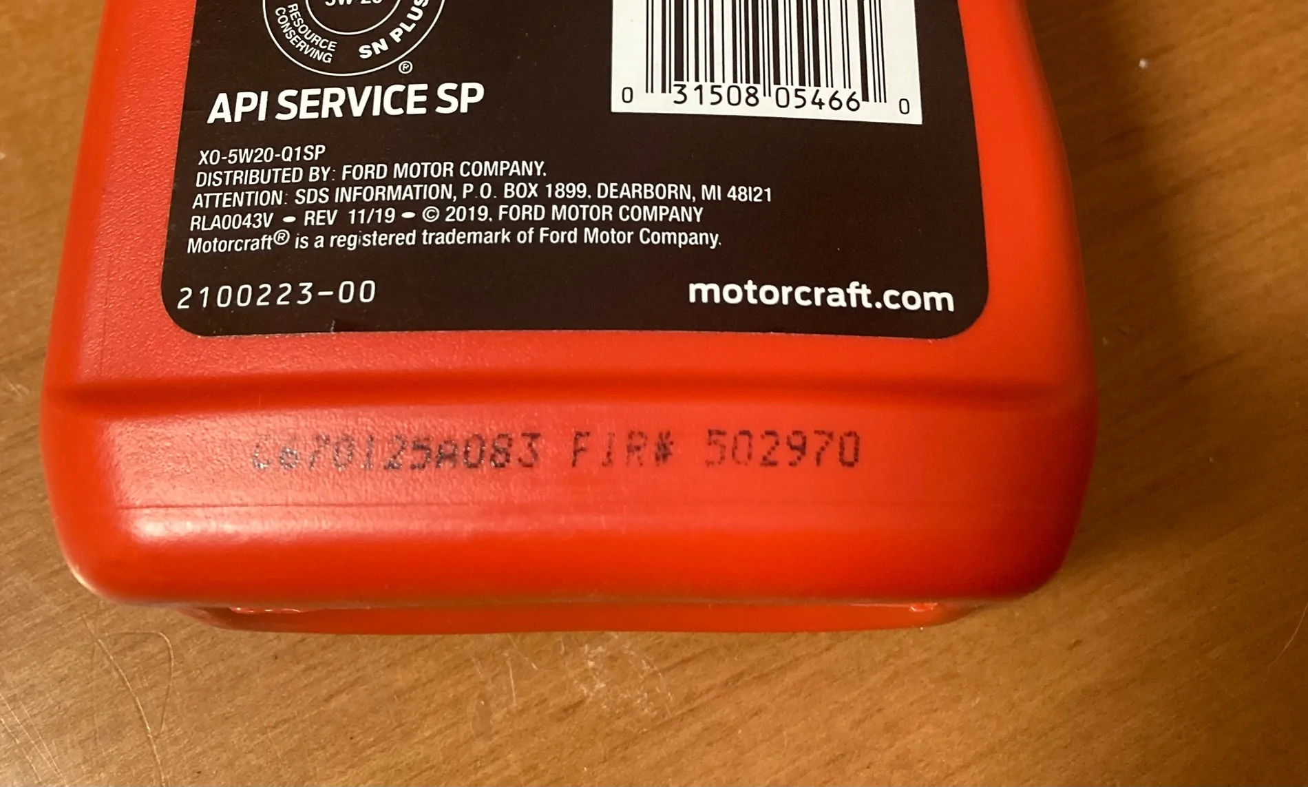 Ford Maverick Date Code on Motorcraft Oil IMG_9273