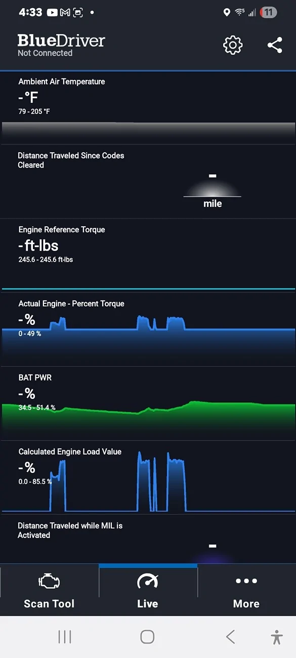 Ford Maverick 2025 Mav Hybrid AWD OBDC bluedriver readings Screenshot_20250819_163304_BlueDriver