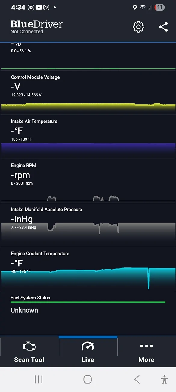 Ford Maverick 2025 Mav Hybrid AWD OBDC bluedriver readings Screenshot_20250819_163418_BlueDriver