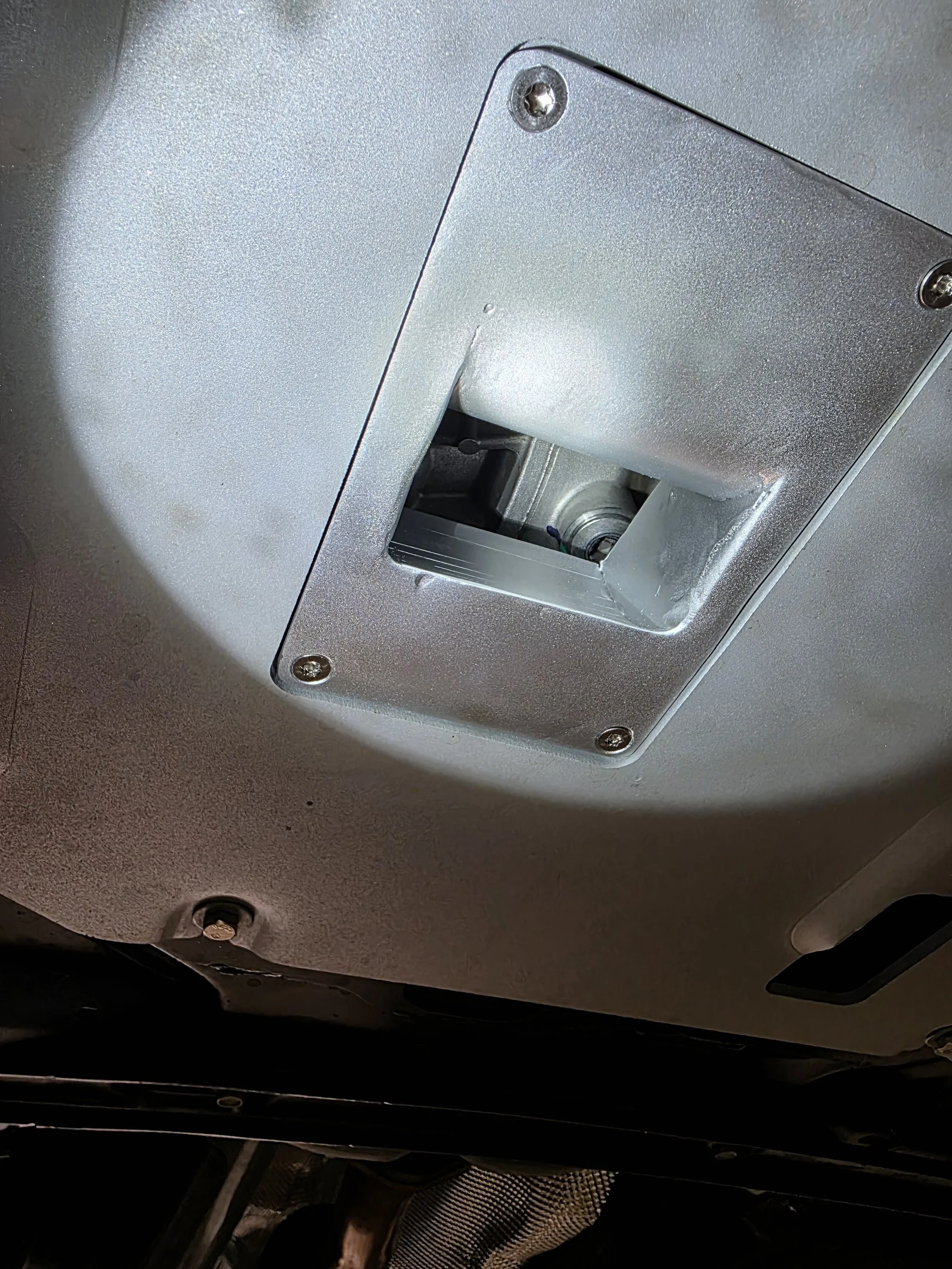 Ford Maverick RIVAL skid plate PTU cooling scoop DIY - 2025 hybrid AWD 4K Tow. scoop in plac