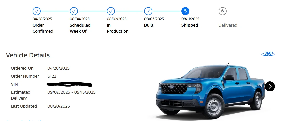 Ford Maverick Shipping time to Canada 1755787262886-io