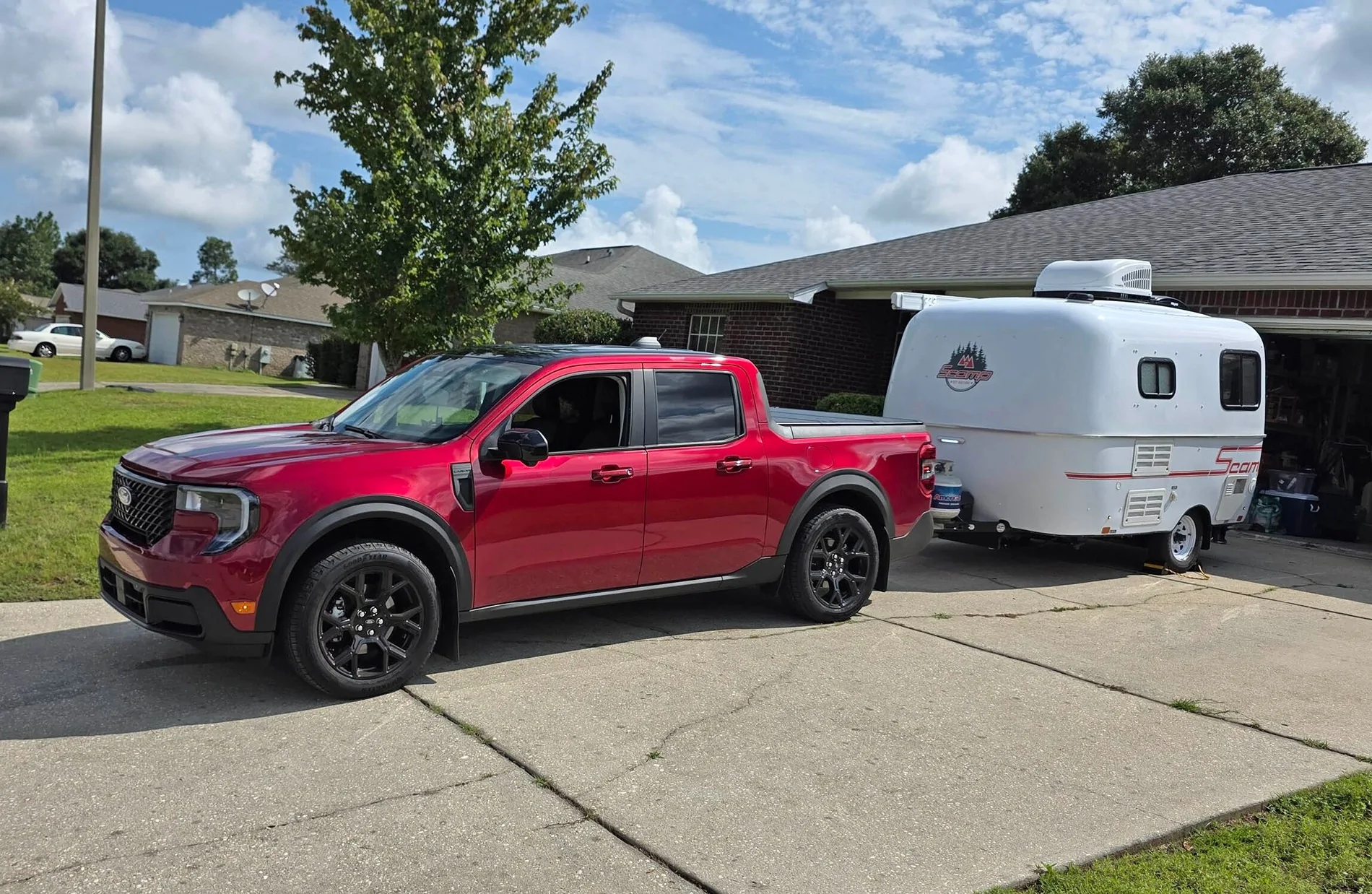 Ford Maverick Picked up & towed my new Scamp 13 ft trailer! 20250822_102020
