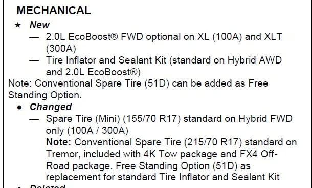 Ford Maverick What’s New per Tim B - 2026 Screenshot 2025-08-26 084804