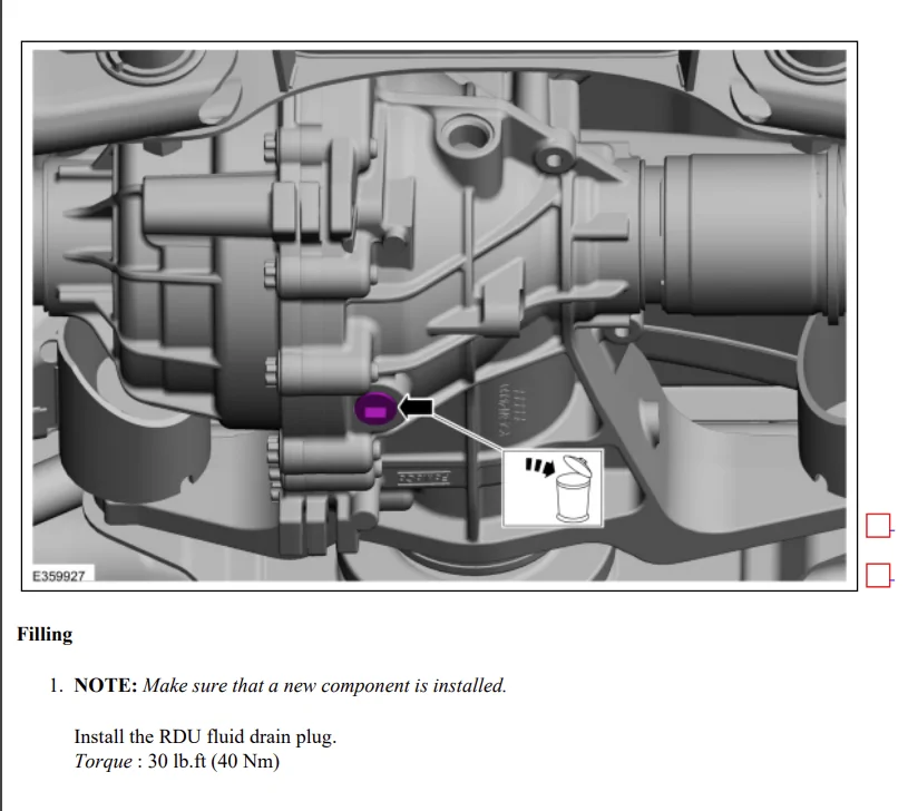 Ford Maverick RDU fluid change. Torque specs for drain and fill plugs? rear diff2