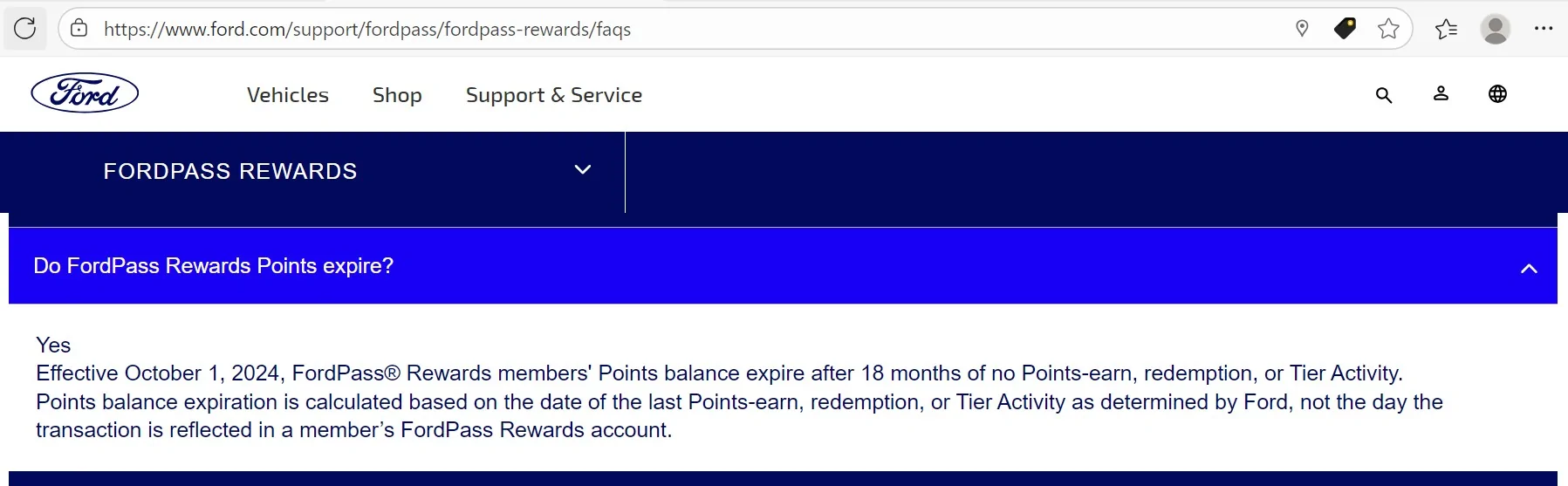 Ford Maverick How to tell when Ford Points will expire? Screenshot 2025-09-02 201238