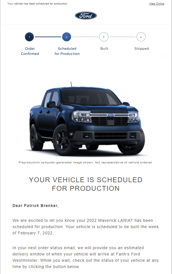 Ford Maverick 📣 12/9 Scheduling Email Received Group [Emails Arriving!!!] 1639065917407