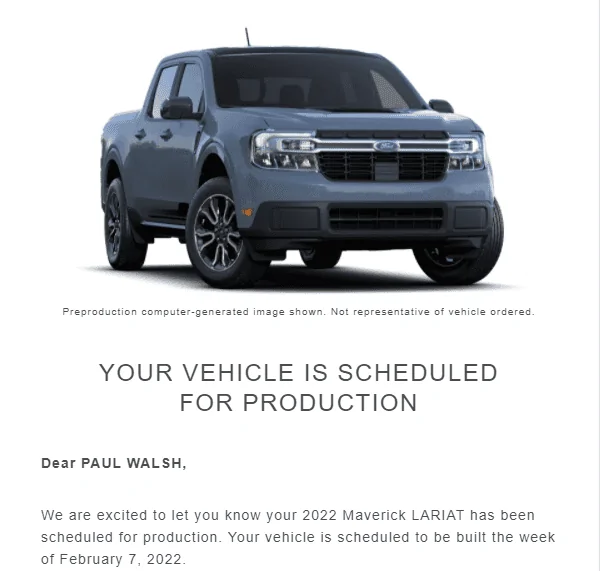 Ford Maverick 📣 12/9 Scheduling Email Received Group [Emails Arriving!!!] 1639075577113