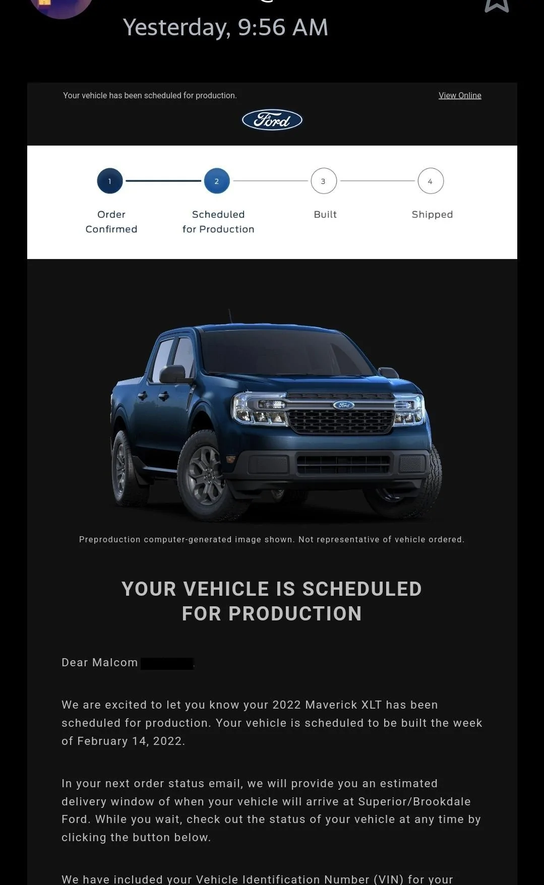 Ford Maverick 📣 12/9 Scheduling Email Received Group [Emails Arriving!!!] MavOnTheWay12.10.21