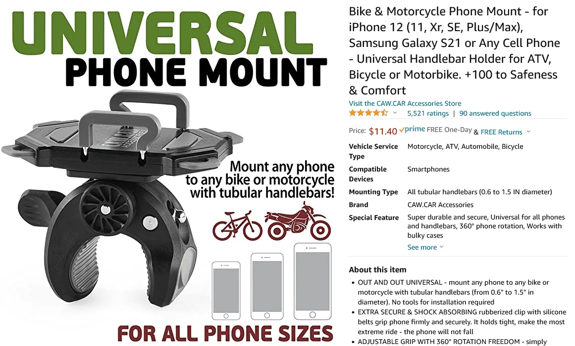Ford Maverick Smartphone holder suction mount transforms Maverick dash cubby into functional space Screenshot 2021-12-11 at 19-22-36 Amazon com Bike Motorcycle Phone Mount - for iPhone 12 (11,