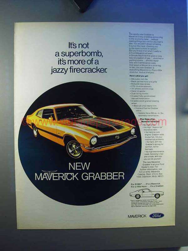 Ford Maverick Ford Marketing - Maverick Name - 1970's Maverick Grabber Ad