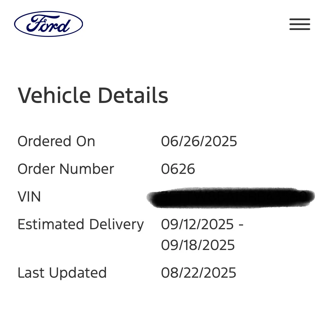 Ford Maverick Current order timeline IMG_9151