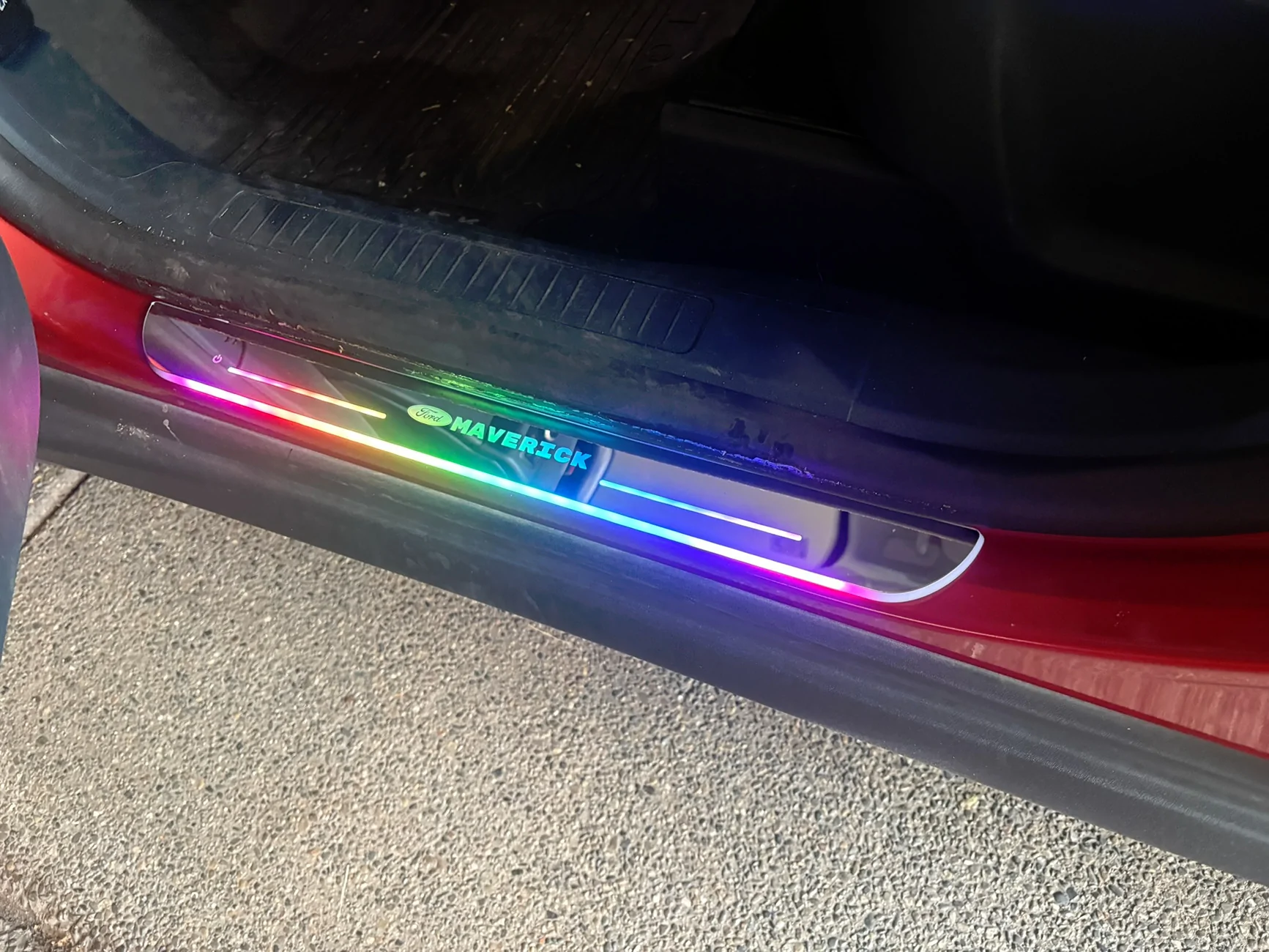 Ford Maverick Ford lighted door sills installed IMG_0042