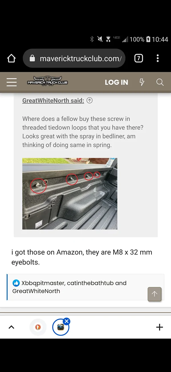Ford Maverick Adding Bed Tie-Downs to 2025 XL -- DIY Instructions Writeup Screenshot_20250908-214643