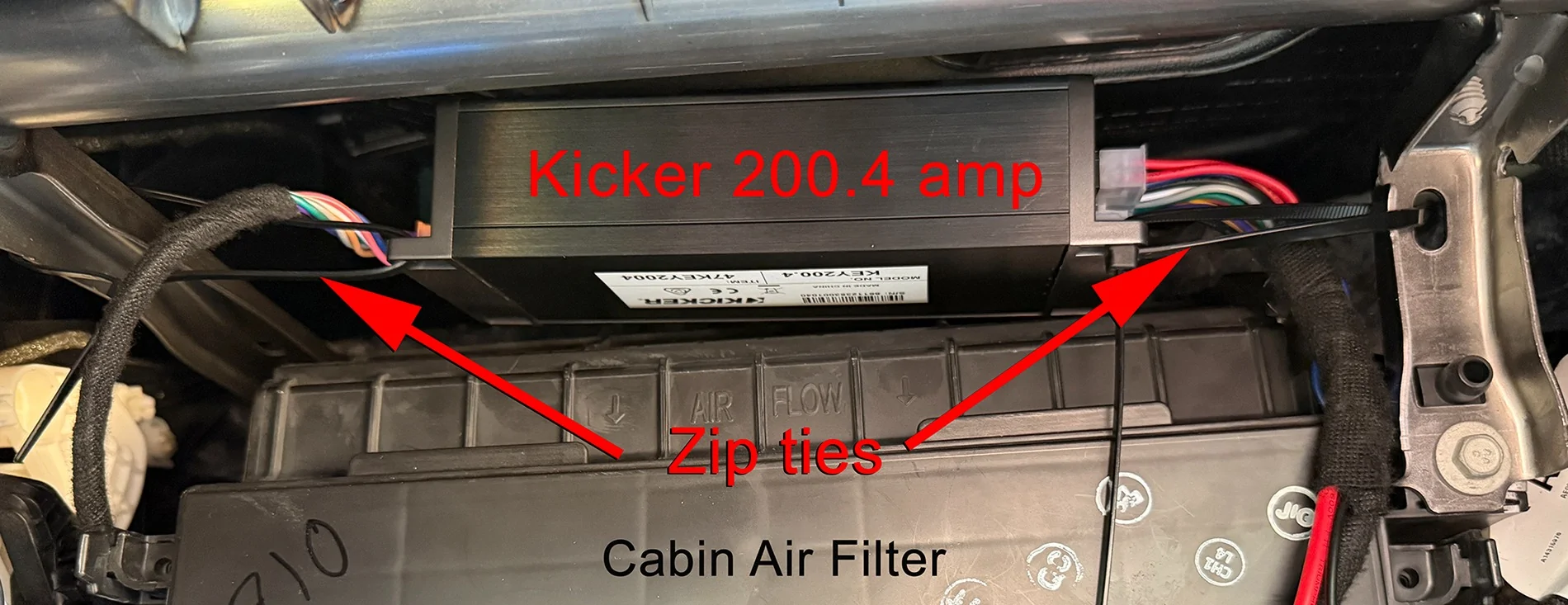 Ford Maverick Kicker 51HS10 Subwoofer install - 2022 Maverick XLT Amp_Mounting