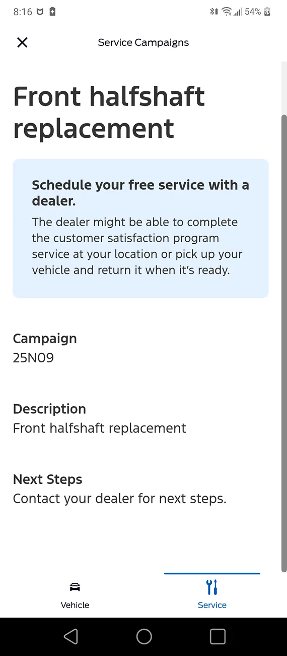 Ford Maverick Axle Replaced (barely) Under Warranty...but games played on paperwork? Screenshot_20251001-081634