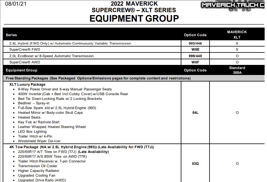 Ford Maverick 53Q 4k tow Transmission cooler confirmation 2022 4k tow packag