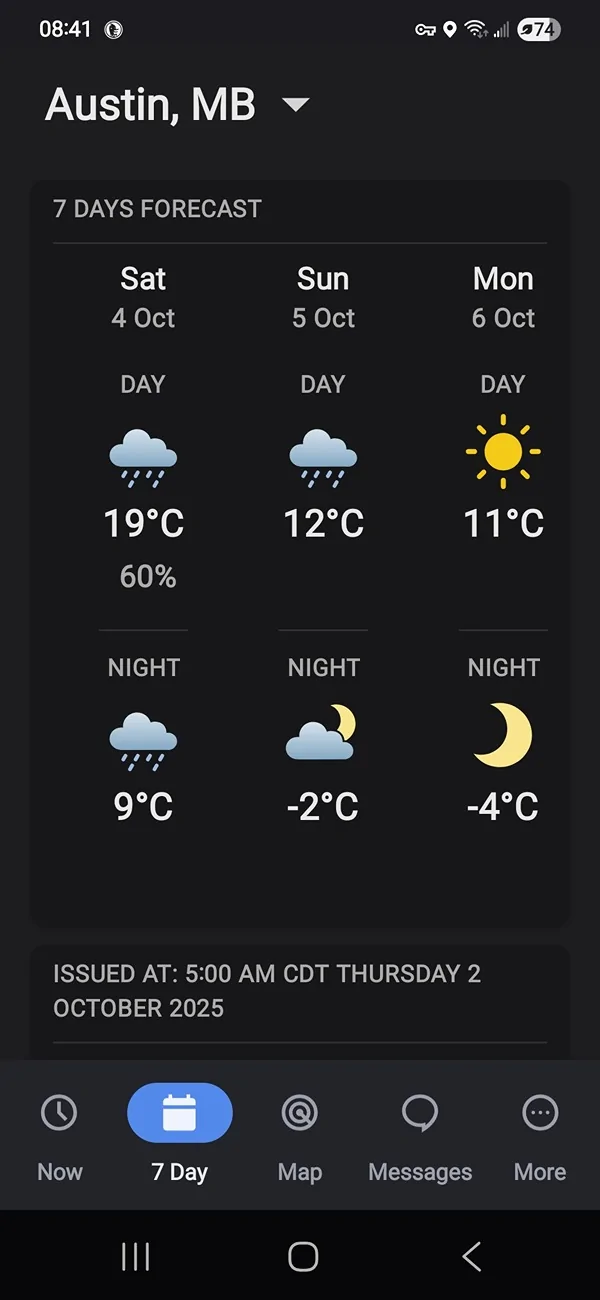 Ford Maverick I can tell winter is nearing... Screenshot_20251002_084159_WeatherCAN