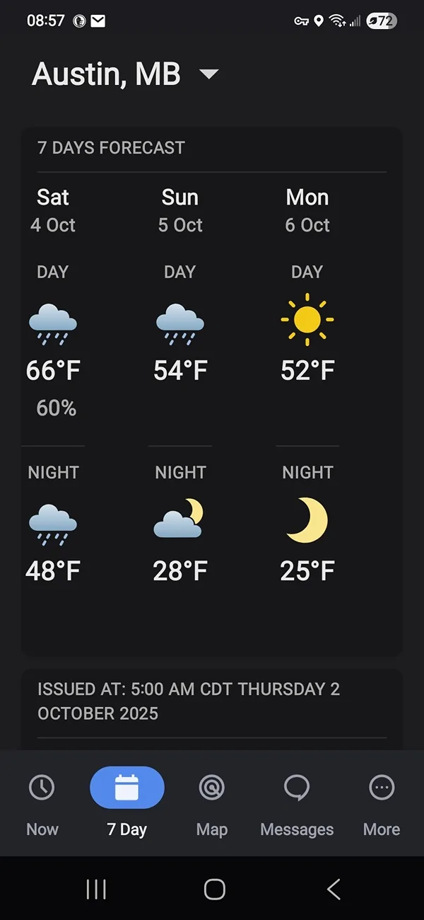 Ford Maverick I can tell winter is nearing... Screenshot_20251002_085713_WeatherCAN
