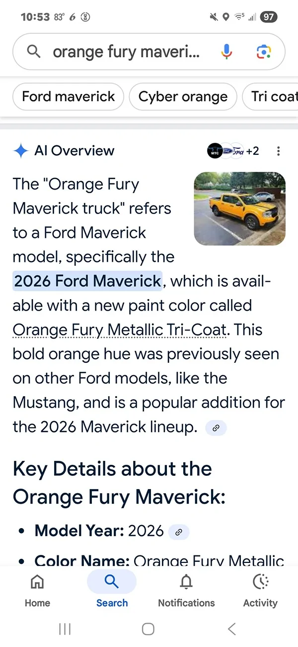 Ford Maverick ORANGE FURY Maverick Photos Thread Screenshot_20251005_105323_Googl