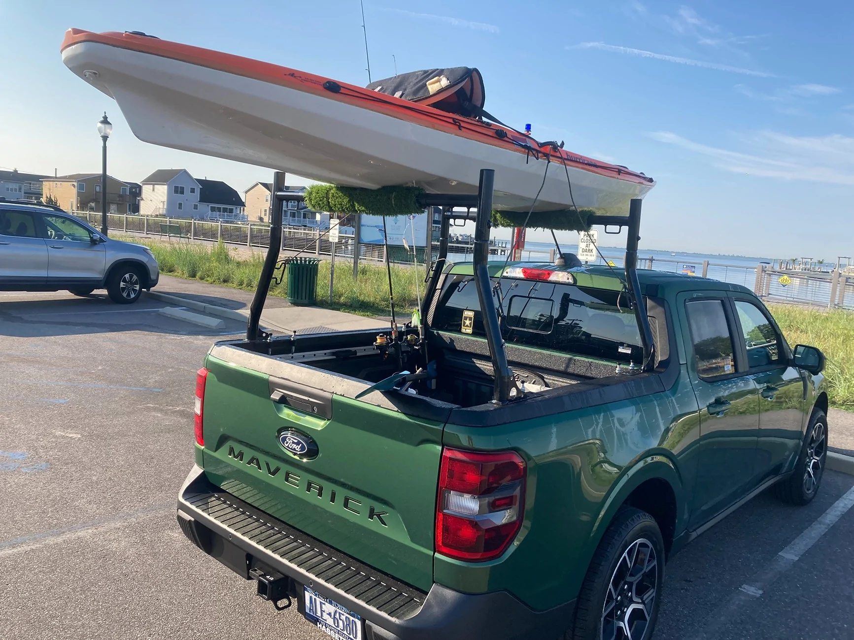 Ford Maverick Ladder rack mounted to cargo management side rails IMG_2994