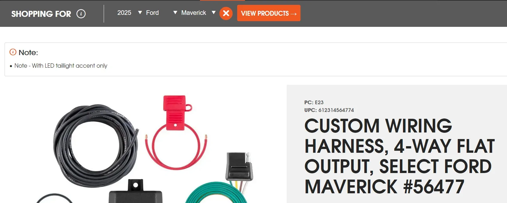Ford Maverick Trailer Wiring harness Screenshot 2025-10-13 140046
