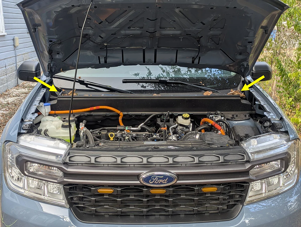 Ford Maverick Baskets to keep leaves out of your engine bay PXL_20251020_135623516