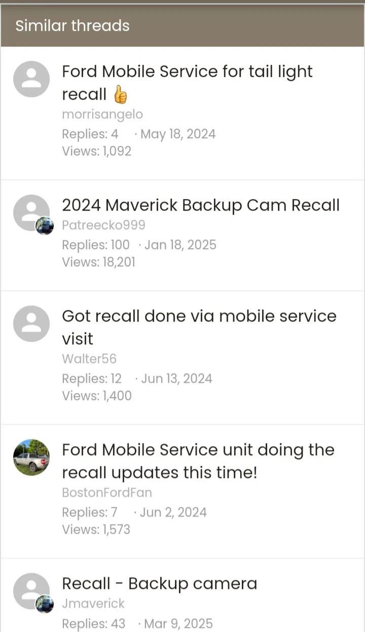 Ford Maverick Recall for Backup Cam…Mobile Service? 20251024_093416