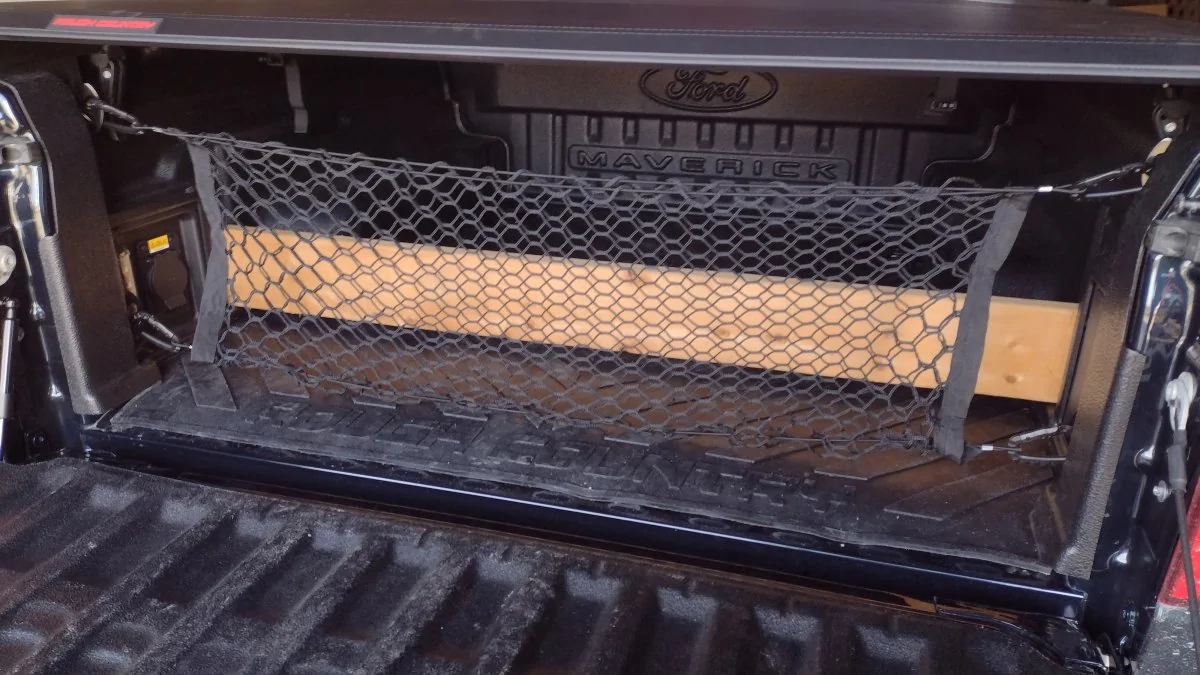 Ford Maverick Keeping storage items from sliding forward in the bed rear bed