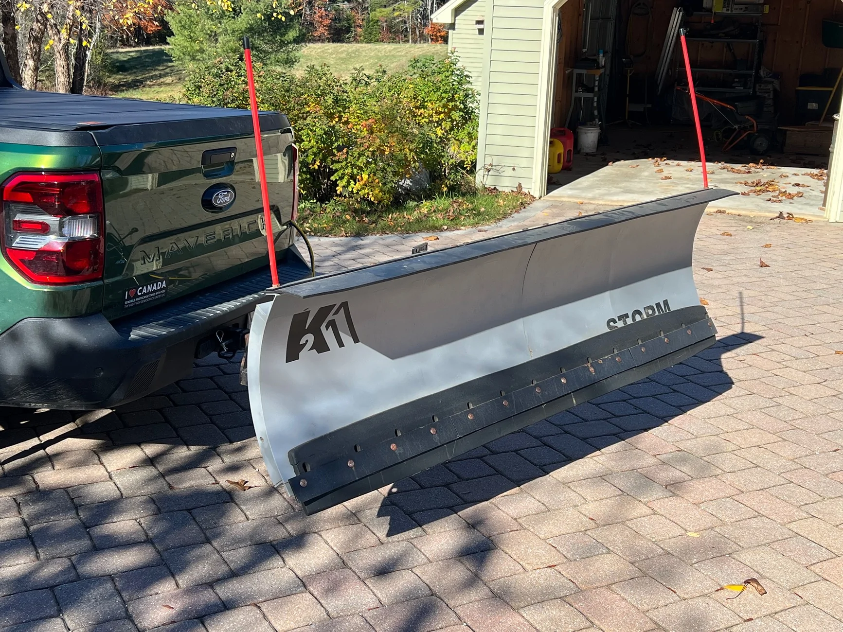 Ford Maverick Rear mounted snow plow installed IMG_3619