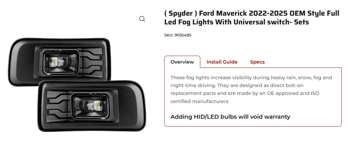 Ford Maverick 2025 aftermarket fog lights 1761863647105-7m