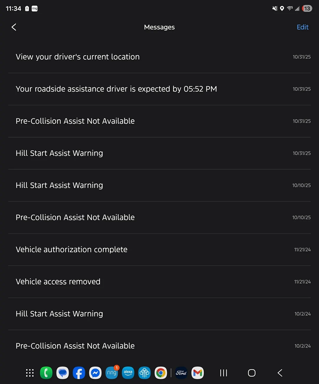 Ford Maverick Pre collision assist not available stuck in park Screenshot_20251101_113438_Ford